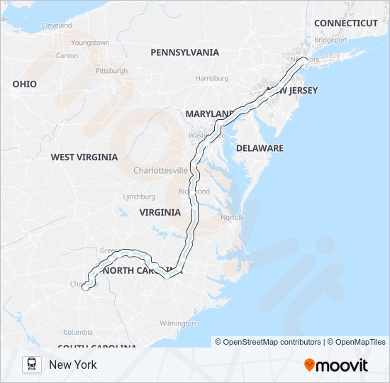 CAROLINIAN Train Line Map