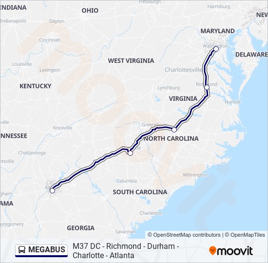 Mapa de MEGABUS de autobús