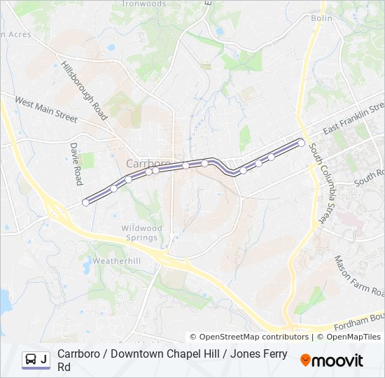J Route Schedules Stops Maps Jones Ferry Road At Davie Road West Franklin Street At University Baptist Church Updated