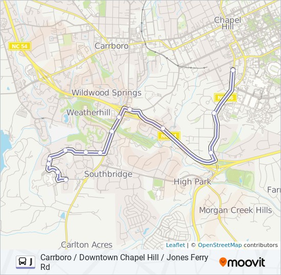 J Route Schedules Stops Maps Pittsboro Street At Credit Union Rock Haven Road Opposite Rock Creek West
