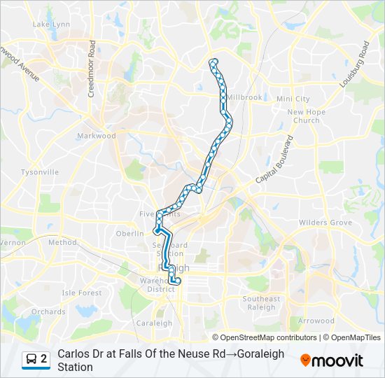 2 Route: Schedules, Stops & Maps - Carlos Dr at Falls Of the Neuse Rd‎→ ...