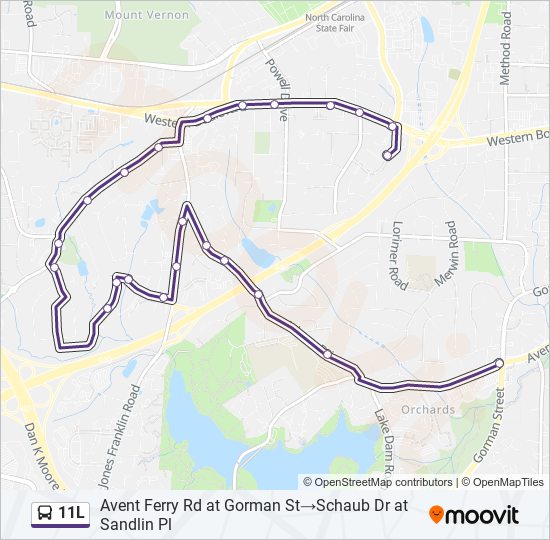 11L bus Line Map