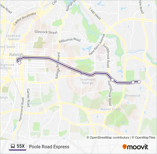 55X Bus Line Map