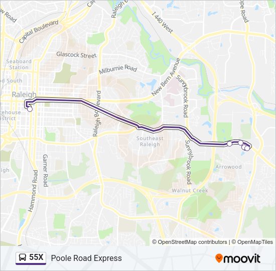 55X Bus Line Map