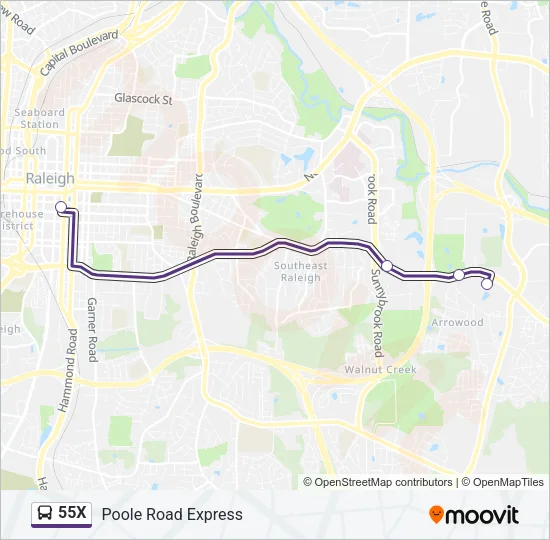 55X Bus Line Map