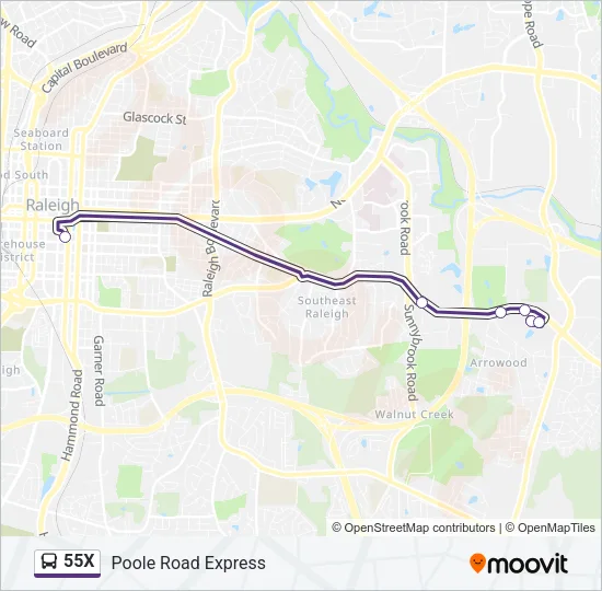55X Bus Line Map