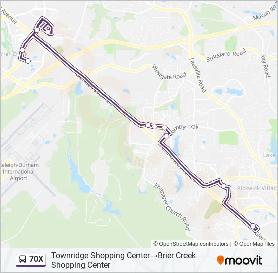 70X Bus Line Map