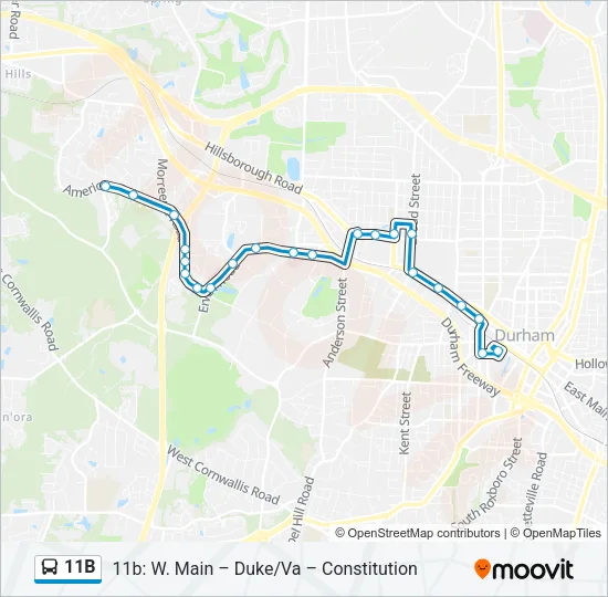 11B Bus Line Map