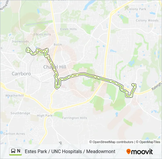 N Bus Line Map