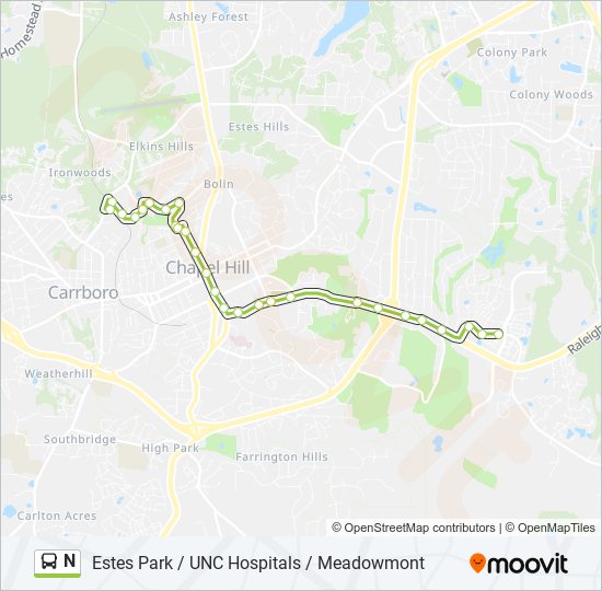 N Bus Line Map