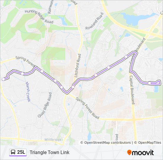 Triangle Town Center Mall Map 25L Route: Schedules, Stops & Maps - Triangle Town Center  Park-And-Ride‎→Carlos Dr At Falls Of The Neuse Rd (Updated)