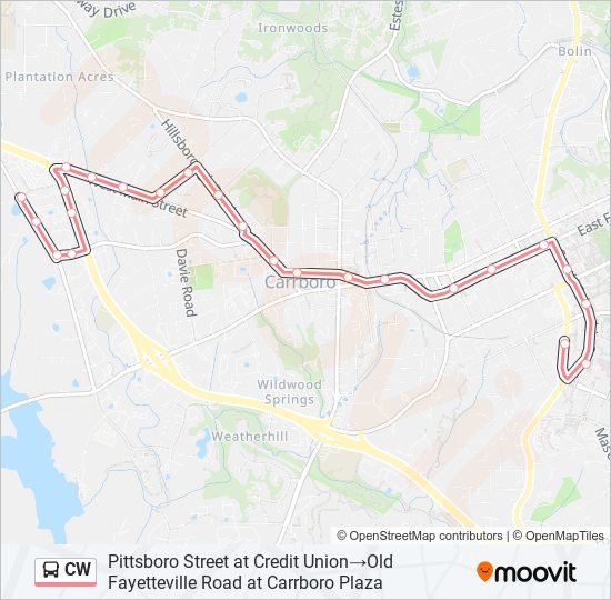 cw Route Schedules, Stops & Maps Pittsboro Street at Credit Union‎→