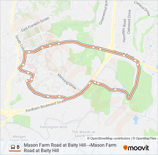 B Bus Line Map