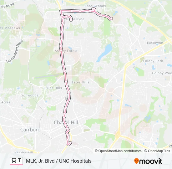 T Bus Line Map