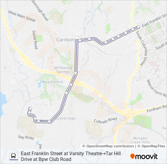 Safe Ride J Route Schedules Stops Maps East Franklin Street At Varsity Theatre Tar Hill Drive At Bpw Club Road Updated