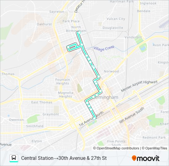 Mapa de NORTH BIRMINGHAM de autobús