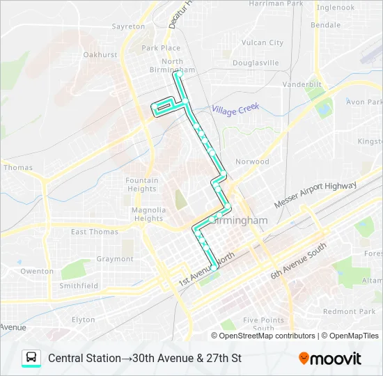 NORTH BIRMINGHAM Bus Line Map