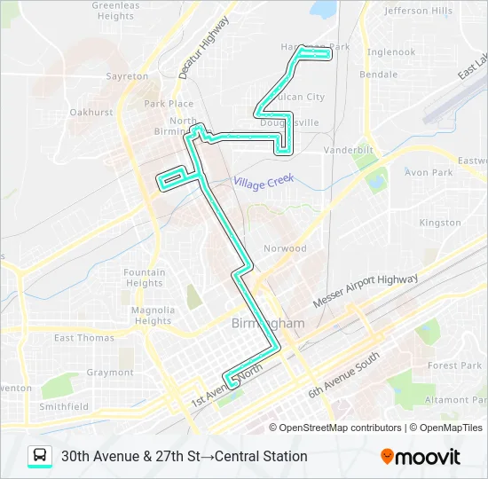 NORTH BIRMINGHAM Bus Line Map