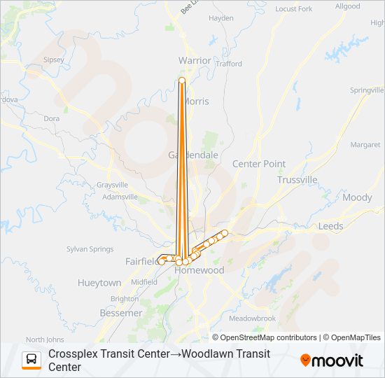 BX-BIRMINGHAM EX Bus Line Map