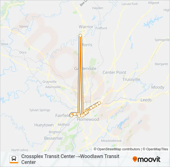 BX-BIRMINGHAM EX Bus Line Map
