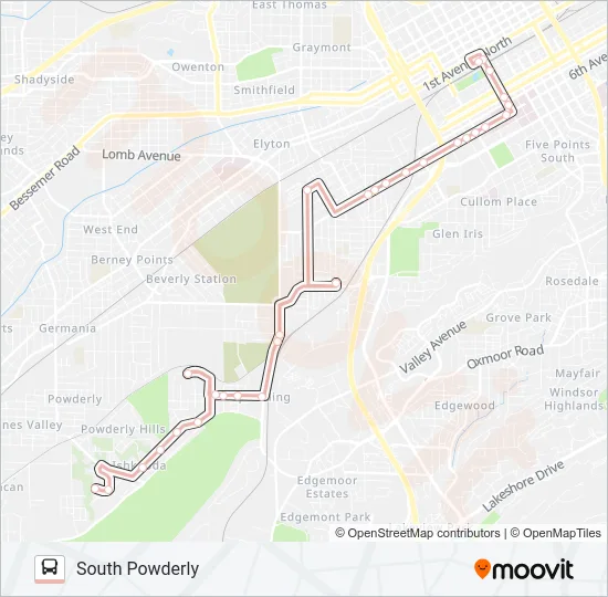 SOUTH POWDERLY Bus Line Map