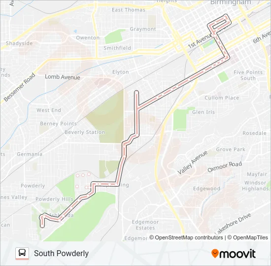 SOUTH POWDERLY Bus Line Map