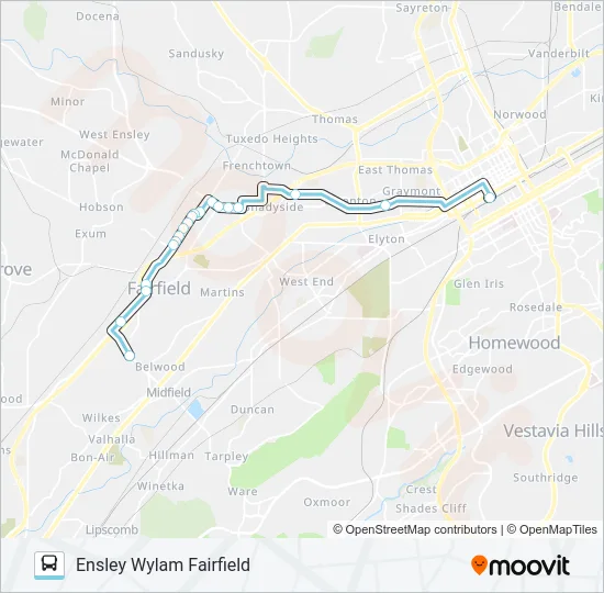 ENSLEY WYLAM FAI Bus Line Map