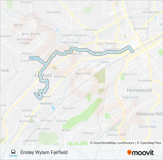 ENSLEY WYLAM FAI Bus Line Map