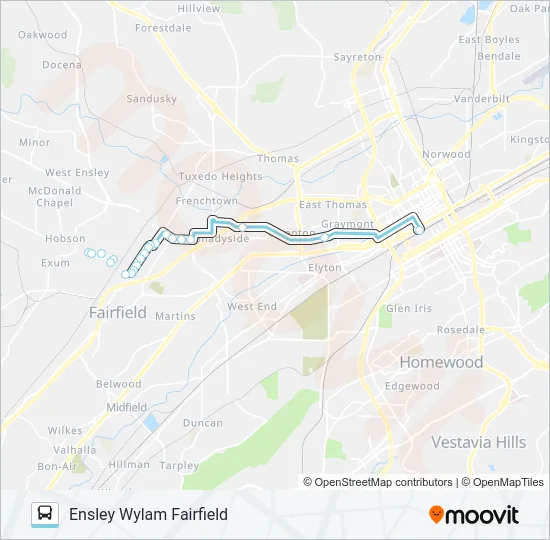 ENSLEY WYLAM FAI Bus Line Map