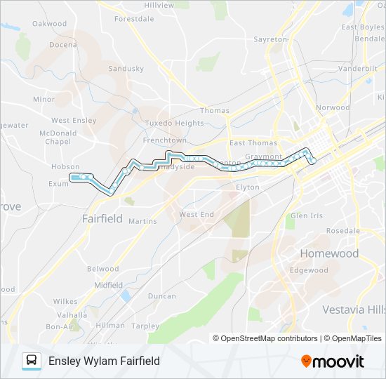 ENSLEY WYLAM FAI Bus Line Map