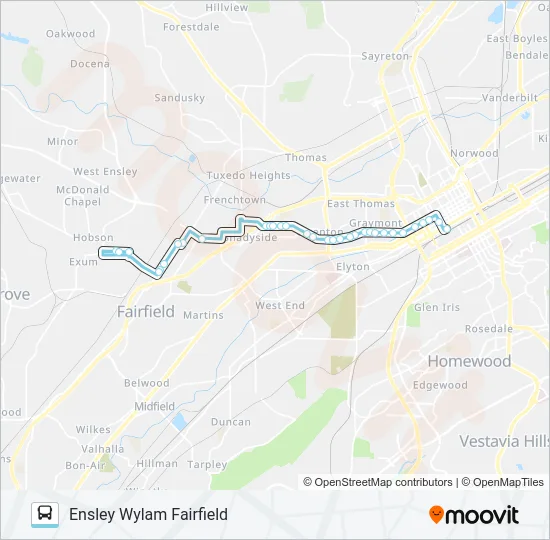 ENSLEY WYLAM FAI Bus Line Map