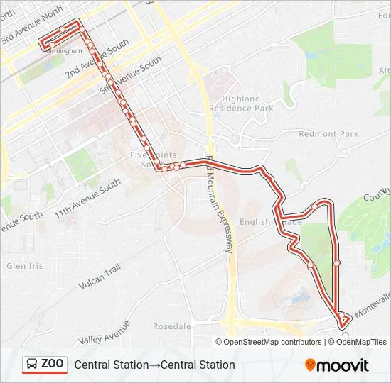 ZOO Bus Line Map