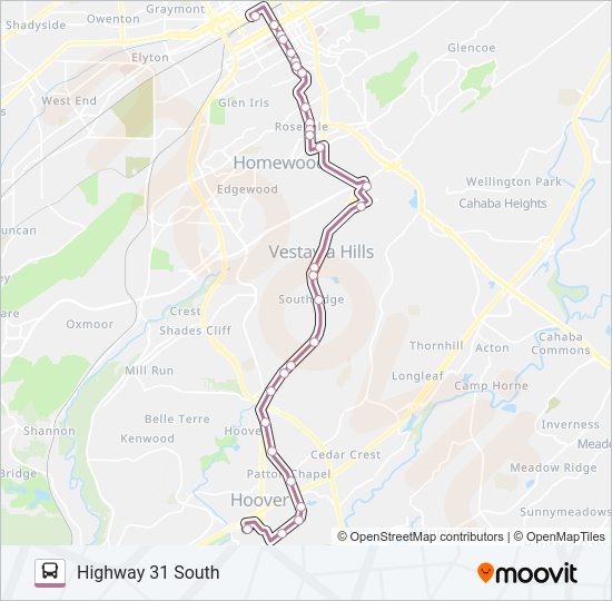 HIGHWAY 31 SOUTH bus Line Map