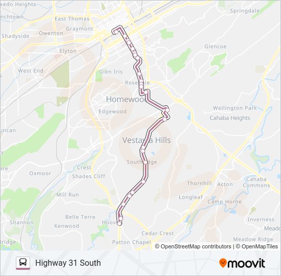 HIGHWAY 31 SOUTH Bus Line Map
