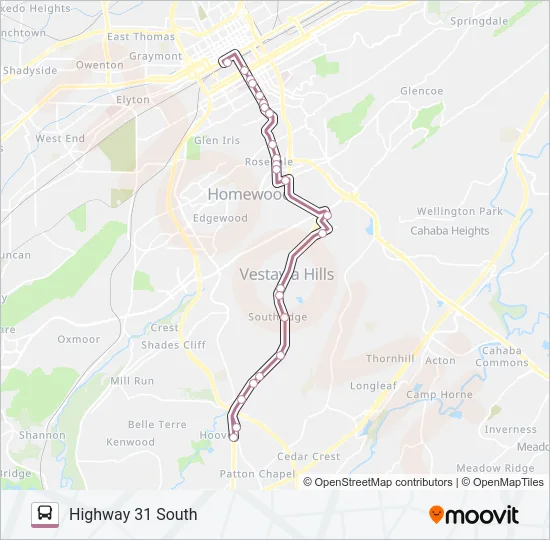 HIGHWAY 31 SOUTH Bus Line Map