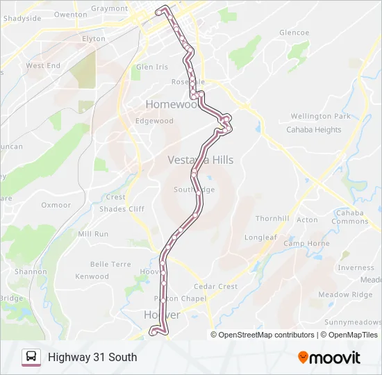 HIGHWAY 31 SOUTH Bus Line Map