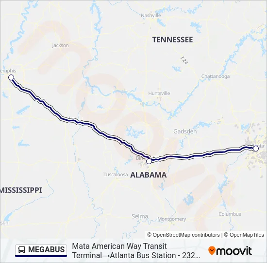 MEGABUS Bus Line Map