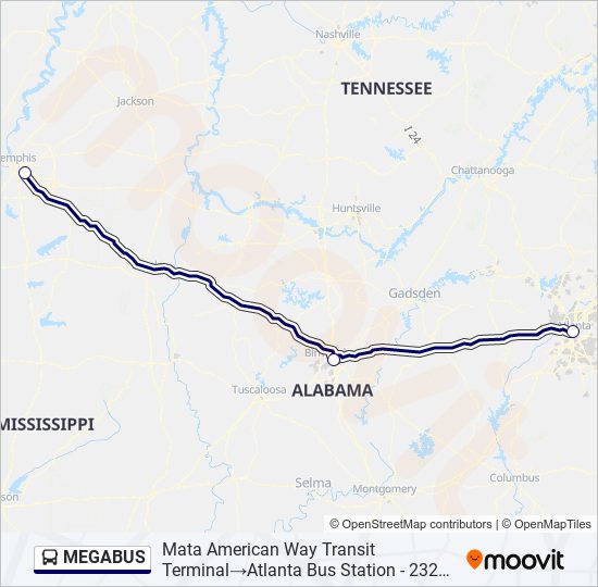 megabus Route Schedules, Stops & Maps Mata American Way Transit