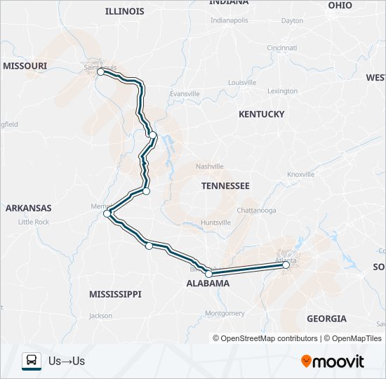 GREYHOUND US0610 Bus Line Map