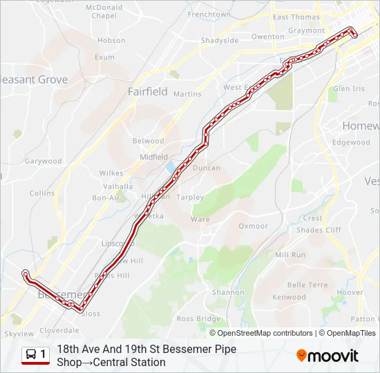 1 Bus Line Map