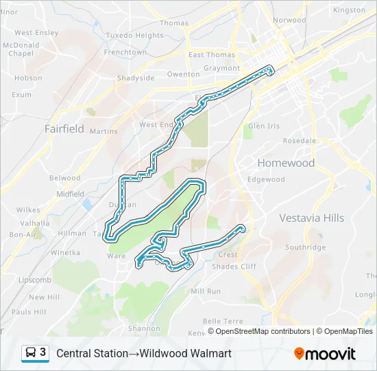 3 Bus Line Map