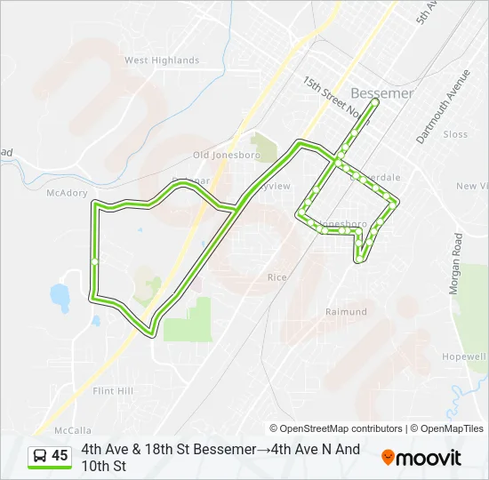 45 Bus Line Map