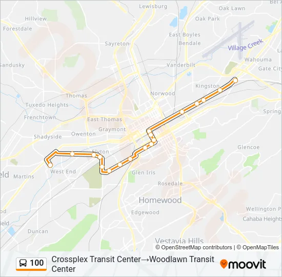 100 Bus Line Map