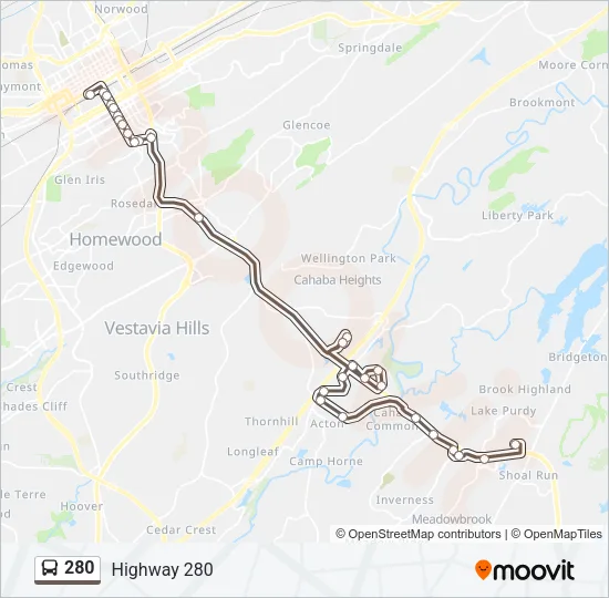 280 Bus Line Map