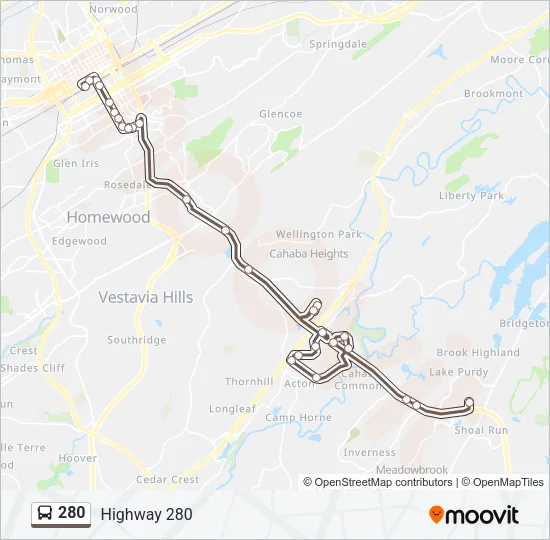 280 Bus Line Map
