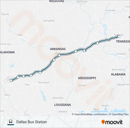 GREYHOUND US0135 Bus Line Map