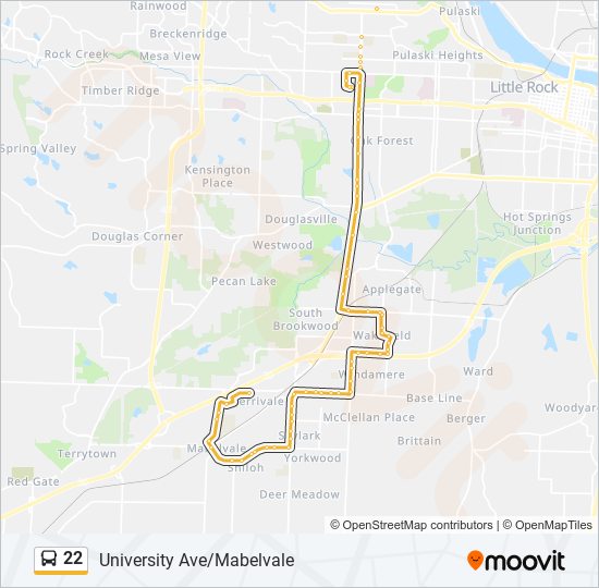 22 Route Schedules, Stops & Maps University Ave/Mabelvale (Updated)