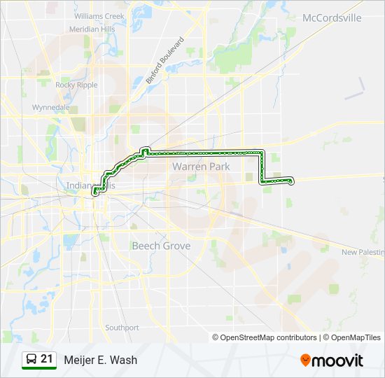 21 bus Line Map