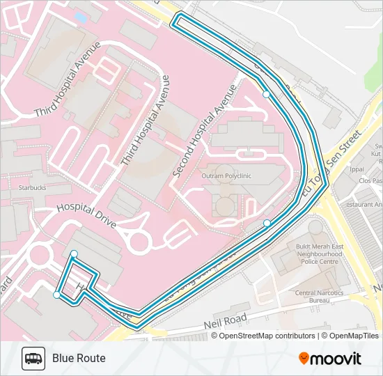 公交SGH CAMPUS SHUTTLE BLUE ROUTE路的线路图