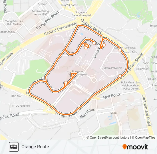 公交SGH CAMPUS SHUTTLE ORANGE ROUTE路的线路图